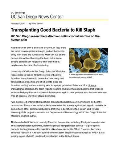 Transplanting Good Bacteria to Kill Staph