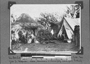 People gathered at the compound of chief Mwanjali, Rungwe, Tanzania