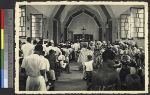 Church service at the Mission Saint-Pierre de Kanusuku, Kalima, Congo, ca.1920-1940