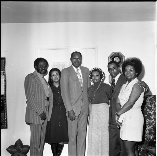 Tom Bradley posing with A. Philip Randolph Institute members, Los Angeles, 1973