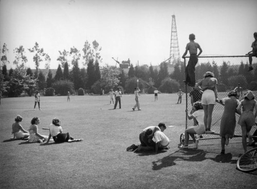 Baseball game in Roxbury Park, Beverly Hills