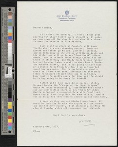 Zulime Garland, letter, 1937-02-06, to Mary Isabel Lord