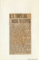 U.S. Traps Lad; Radio to Leipzig