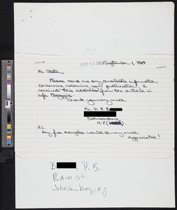 D. B., letters (1964)