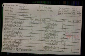WPA block face card for household census (block 16) in Los Angeles County
