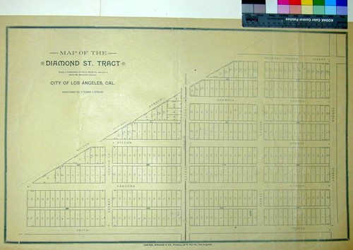 Map of the Diamond Street Tract, being a subdivision of Lot 5, Block 27, and Lot 4, Block 26, Hancock's Survey, City of Los Angeles, Cal