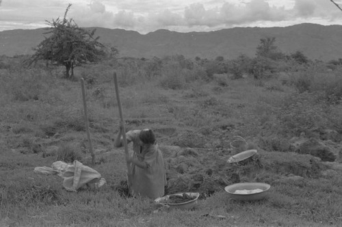 Woman extracting clay, La Chamba, Colombia, 1975
