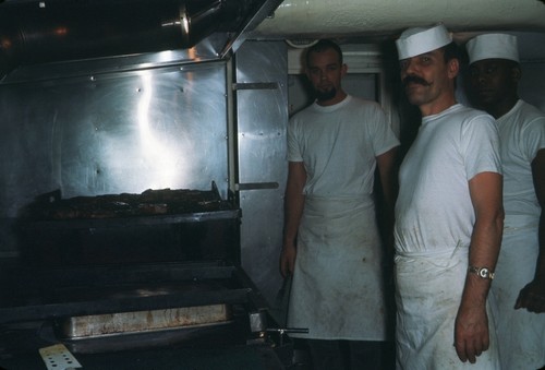 Expedition cooks in galley