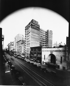 In Downtown Los Angeles, facing north on South Hill Street between West Eighth Street and West Seventh Street
