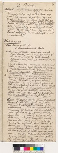 Joseph Cummings Rowell, "2nd Lecture" notes, front page