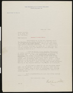Fred Lewis Pattee, letter, 1922-06-01, to Hamlin Garland