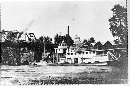 Paddlewheel Steamboat on Sacramento River in Red Bluff CA
