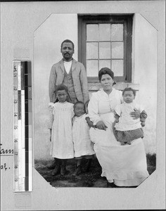 African mission worker with his family, Genadendal, South Africa