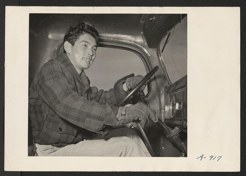 Tom Yamaoka. Present occupation: truck driver. Former occupation: lumber mill worker. Former residence: Enumclaw, California. Photographer: Stewart, Francis Newell, California
