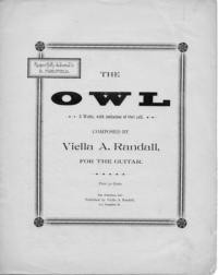 The owl : a waltz with imitation of owl call / composed by Viella A. Randall, for the guitar