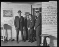William Edward Hickman in custody with Deputy Sheriff Claude Peters, Assistant Jailer Roy Bogle and Jailer Frank Dewar, Los Angeles, 1928