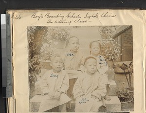 The entering class at the Boys' Boarding School at Ing Hok, Ing Tai, Fujian, China, 27 October 1906
