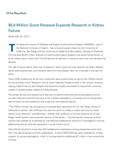 $5.6 Million Grant Renewal Expands Research in Kidney Failure
