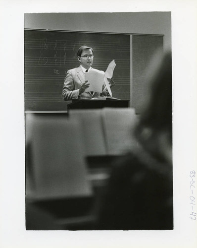 Gary Cobb lecturing on music, circa 1983