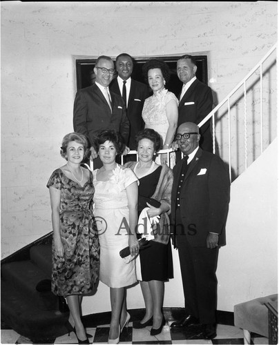 Washington and others on stairs, Los Angeles, 1963