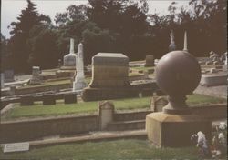 View of tombstones at Cypress Hill Cemetery, Petaluma, California, April 1990