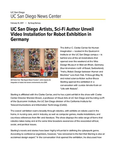 UC San Diego Artists, Sci-Fi Author Unveil Video Installation for Robot Exhibition in Germany