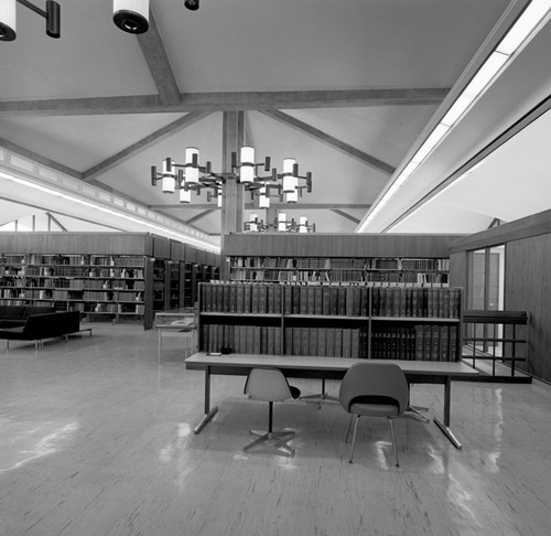 The interior of the Biomedical Library on the campus of UCSD. December 22, 1970