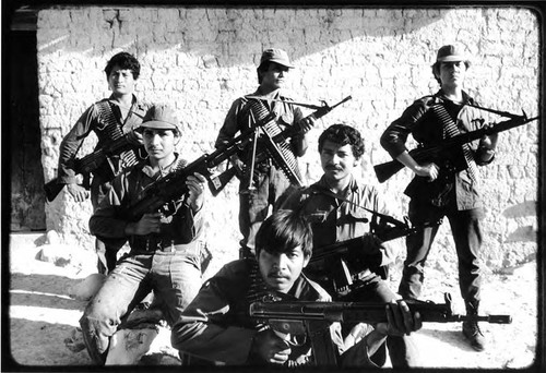 Six guerrilla members with their weapons, La Palma, Chalatenango , 1983