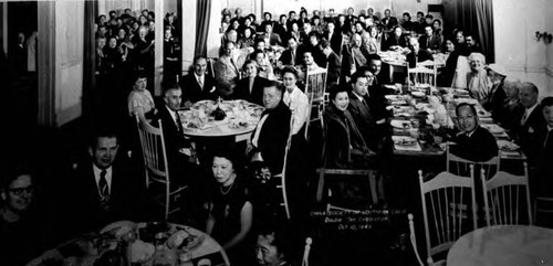 China Society of Southern California Double'ten celebration, speaker Professor Y.S. Han (second from the center to the right) and Albert Quan (first front right table)