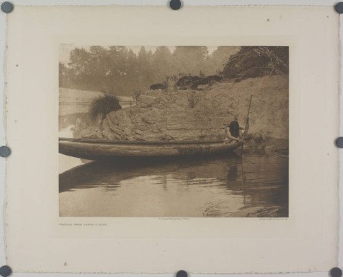 Fishing from canoe, Hupa