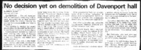 No decision yet on demolition of Davenport hall