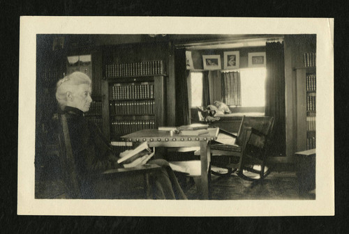 Ellen Browning Scripps in her library at South Molton Villa