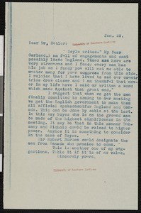 Hamlin Garland, letter, to Nicholas Murray Butler