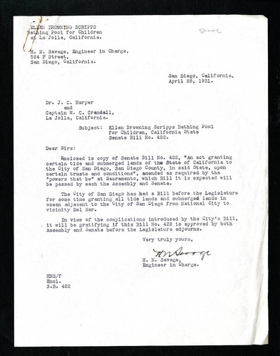 Hiram N. Savage letter to J.C. Harper, 1931-04-26