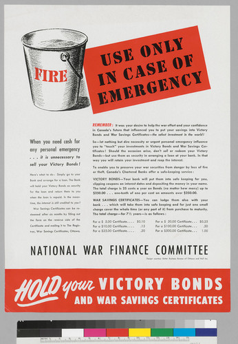 Use only in case of emergency: Hold you Victory Bonds And War Savings Certificates