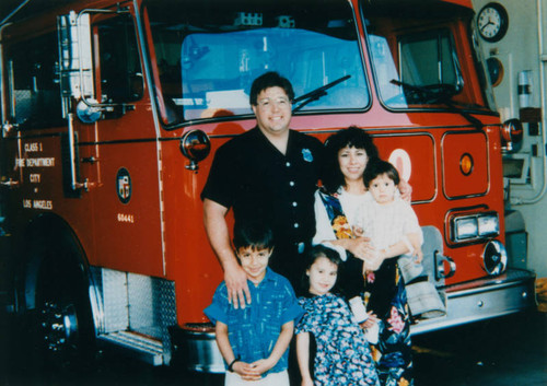 Family at fire station