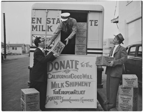 Milk drive : California Good Will milk shipment for European relief