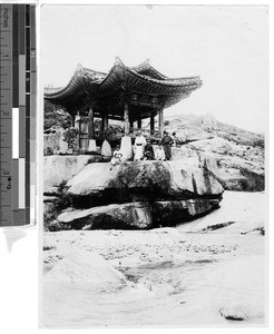 Group of men at a Korean public garden, Korea, ca. 1920-1940