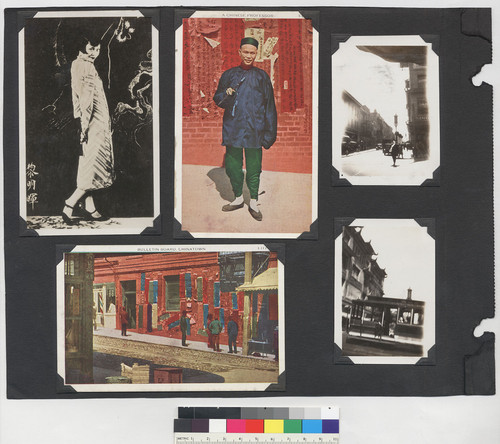 [Page spread from photograph album with images of Chinatown, San Francisco]