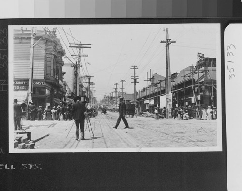 Fillmore & O'Farrell Sts. After fire of 1906. [Actually Fillmore and Geary Sts.]
