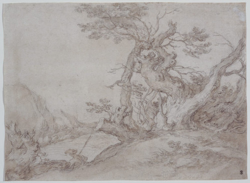 Study of an Old Tree with a Shepherd