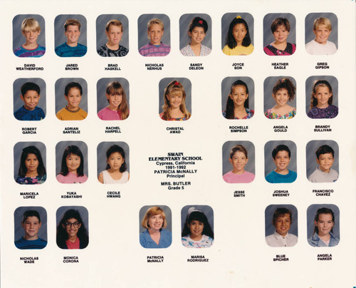 Swain Elementary School 1991-1992 Mrs. Butler Grade 5