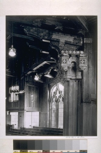 First Church of Christ, Scientist, Berkeley: [interior, detail of columns in sanctuary]