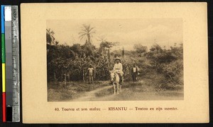 Missionary father on a donkey, Kisantu, Congo, ca.1920-1940