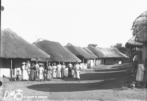 Miss Perret with a group of African people, Elim, Limpopo, South Africa, ca. 1896-1911