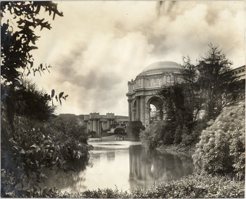 [Rotunda and Part of the Colonnades surrounded by Shrubbery and Lagoon]