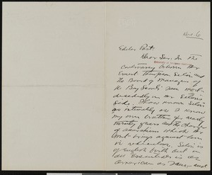 Hamlin Garland, letter, to Editor
