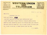 Telegram from William Randolph Hearst to Julia Morgan, May 15, 1921
