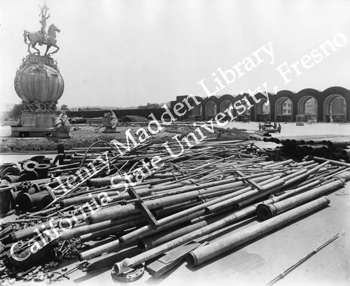 Stack of exposition pipe purchased by Pacific Pipe Co
