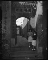 Schoolgirls outside an Old Chinatown temple, Los Angeles (Calif.)